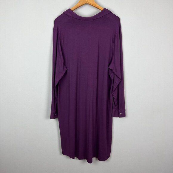 J Jill Dress 2X Shirt Plum Purple Shift Stretch Long Sleeve V-Neck Above Knee - Picture 4 of 13